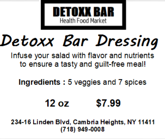 Detoxx Bar Dressing