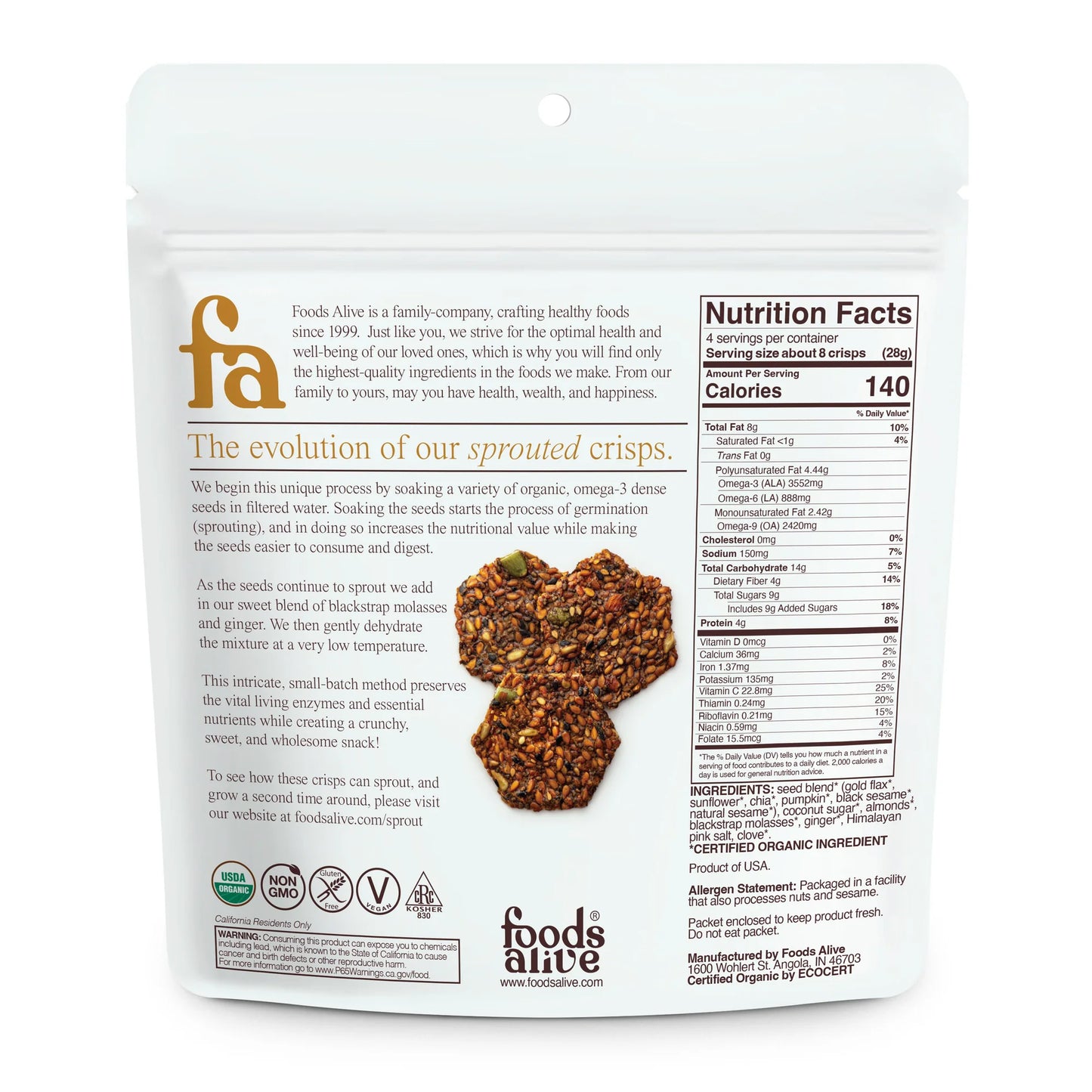 Ginger Snap - organic sprouted crisps