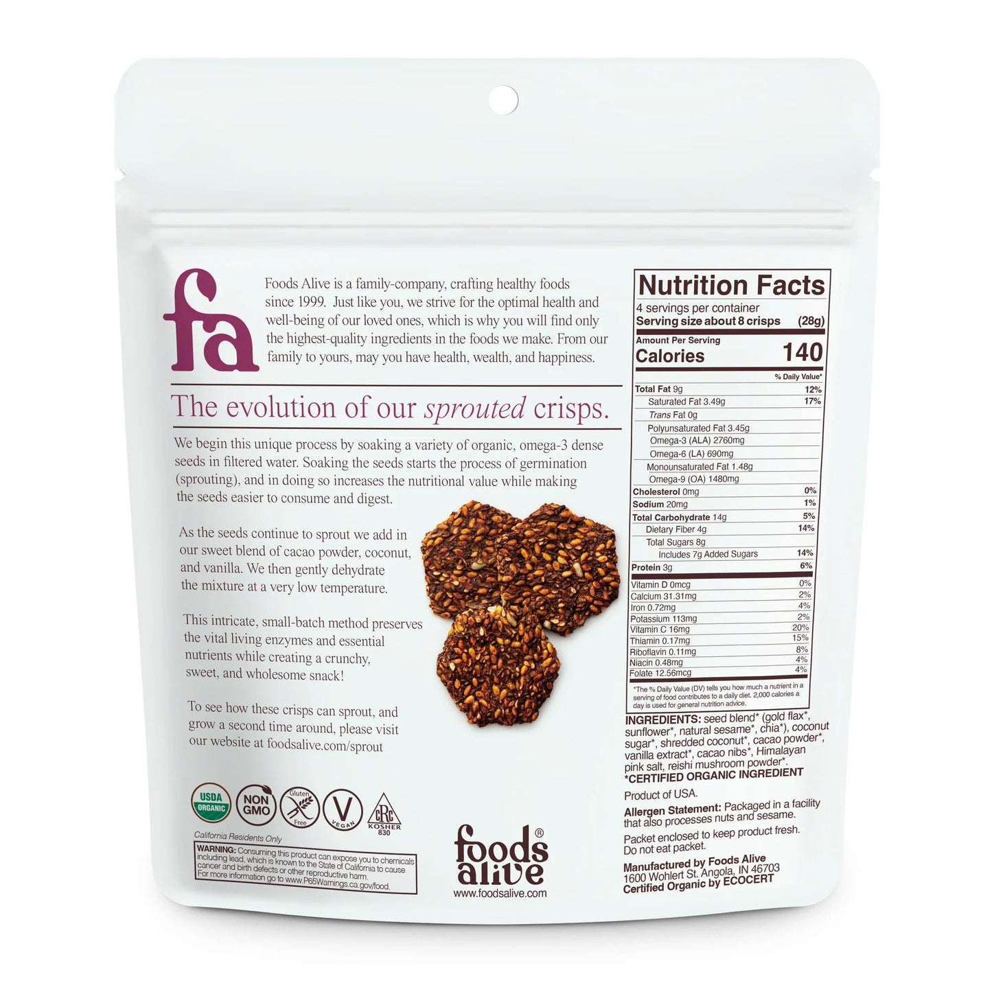 Coco-coconut - organic sprouted crisps