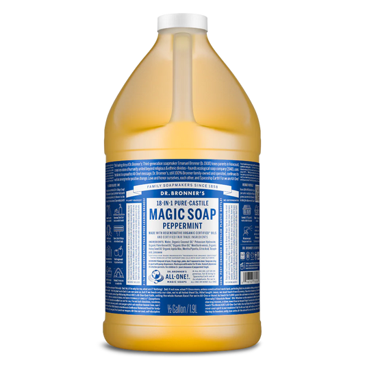 Dr Bronner's Peppermint Pure Castile Liquid Soap 1/2 Gallon